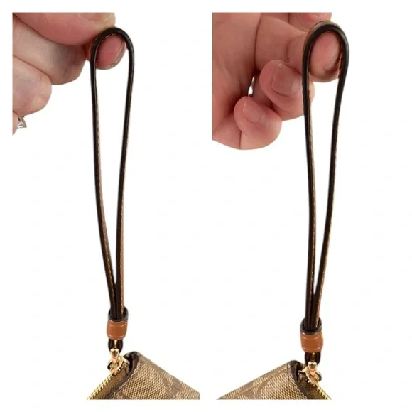 Coach EUC Rainbow Radial Print Khaki and Tan Pride Small Corner Zip Wristlet - Picture 6 of 17